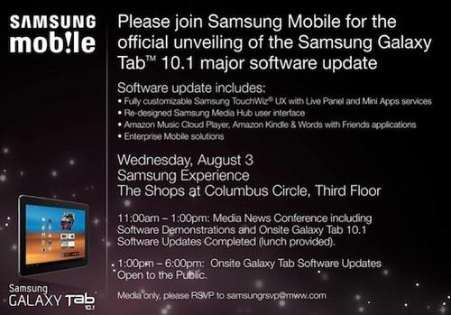 Samsung Galaxy Tab 10.1 TouchWiz UX event invite