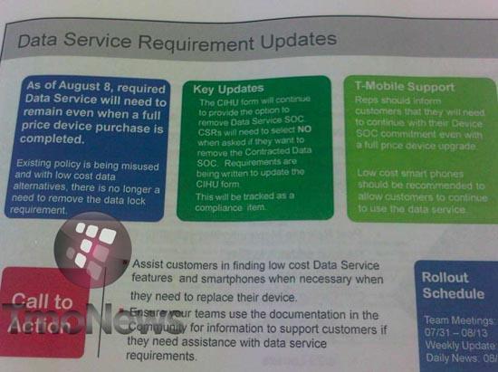 T-Mobile data plan requirement August 8th