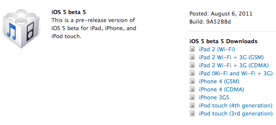 iOS 5 beta 5