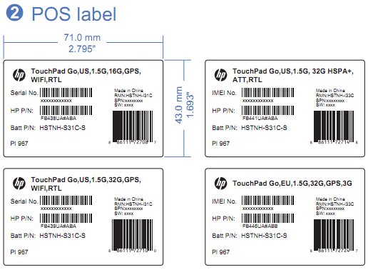 HP TouchPad Go FCC