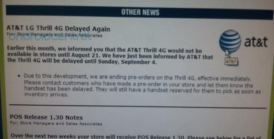 LG Thrill 4G AT&T delay