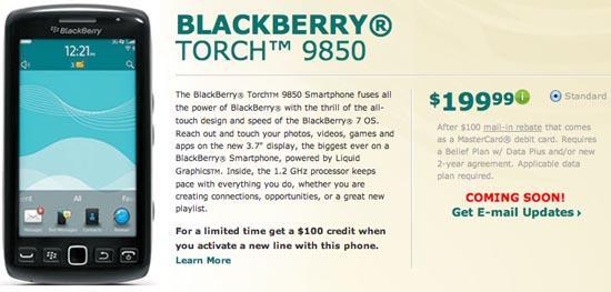 BlackBerry Torch 9850 U.S. Cellular