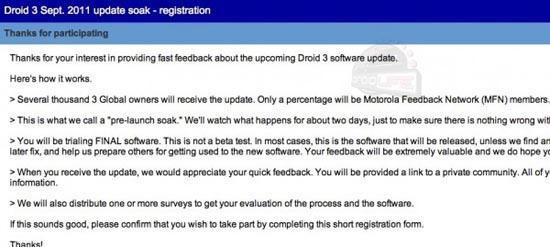 Motorola DROID 3 update soak test