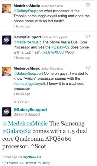 T-Mobile Galaxy S II processor tweet