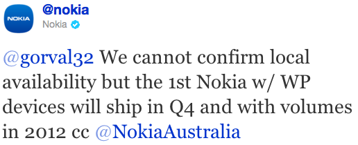Nokia Windows Phone tweet