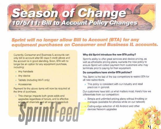 Sprint Bill to Account ending