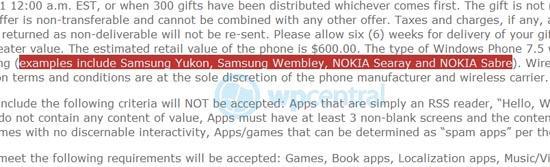 Nokia Sabre Nokia Searay Samsung Yukon Samsung Wembley codenames