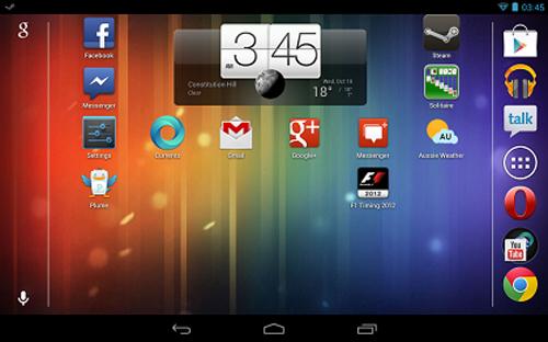 Nexus 7 Android 4.1.2 landscape home screen