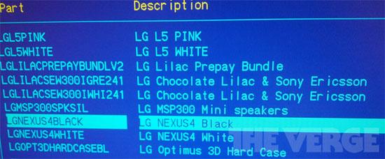 LG Nexus 4 inventory Carphone Warehouse leak
