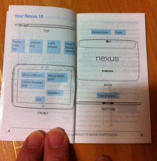 Samsung Nexus 10 manual Google leak