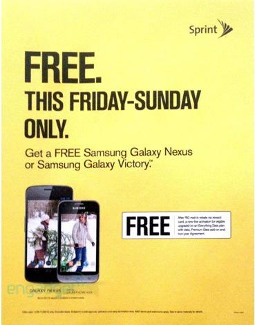 Sprint Samsung Galaxy Nexus Samsung Galaxy Victory 4G LTE Black Friday leak