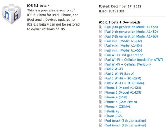 iOS 6 beta 4 available