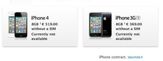 iPhone 4 iPhone 3GS German Apple online store