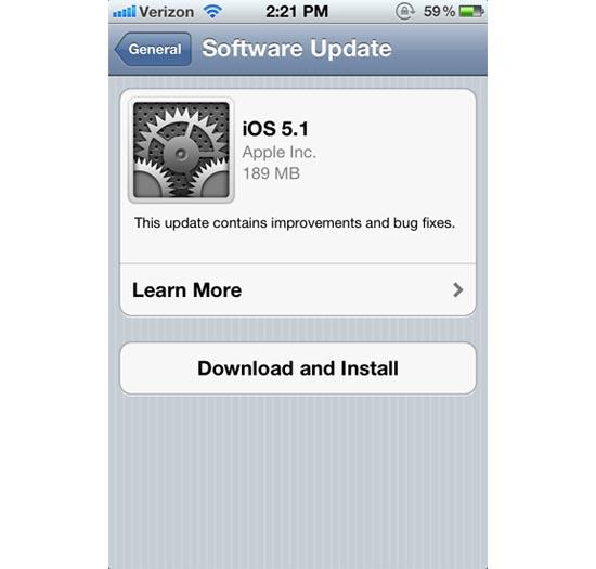 iOS 5.1 iPhone 4S