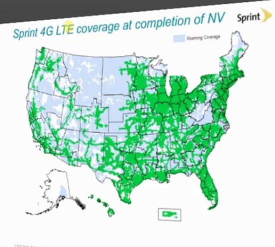 Sprint 4G LTE coverage map 2014