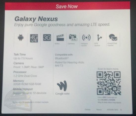 Sprint Galaxy Nexus store tag leak