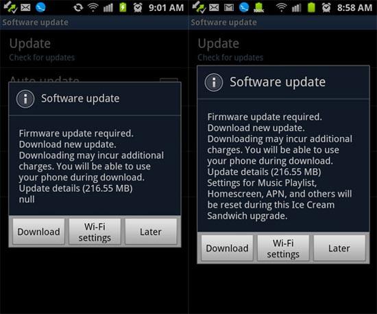 Samsung Galaxy S II unlocked ICS update