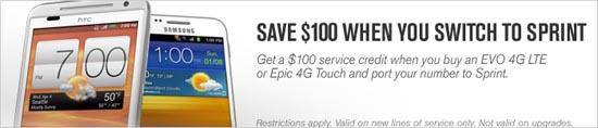 White HTC EVO 4G LTE Sprint banner