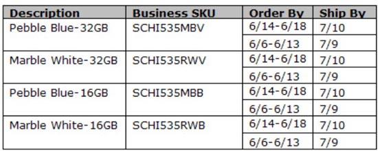 Verizon Samsung Galaxy S III ship dates leak