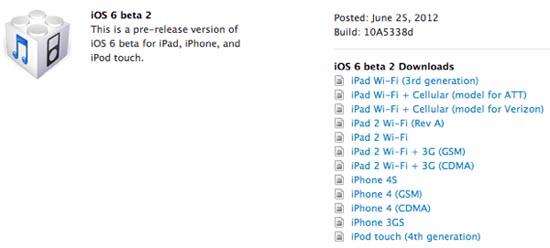 iOS 6 beta 2