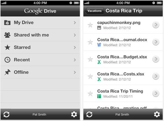 Google Drive iOS screenshots