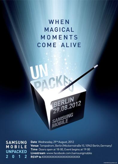 Samsung Mobile Unpacked IFA 2012 Berlin invitation