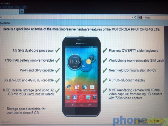 Motorola Photon Q 4G LTE Sprint training