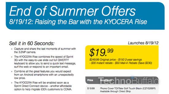 Kyocera Rise Sprint launch details