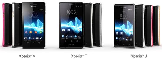Sony Xperia V, Xperia T, Xperia J