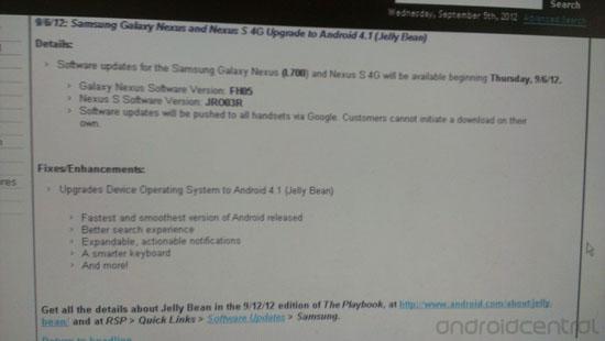Sprint Galaxy Nexus Nexus S 4G Jelly Bean update leak