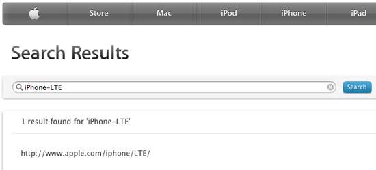 iPhone 5 LTE search Apple site