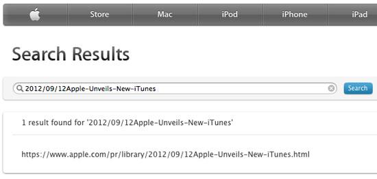 New iTunes search Apple site leak