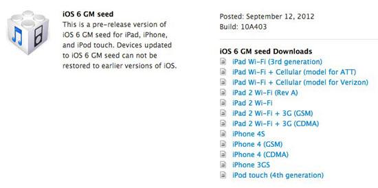 iOS 6 Golden Master build