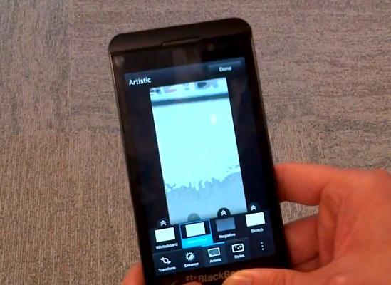 BlackBerry 10 Z10 built-in photo filters