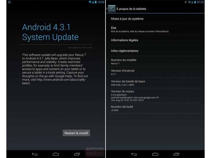 Android 4.3.1 JLS36I update LTE Nexus 7