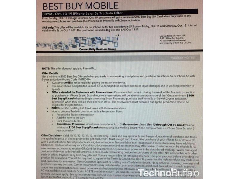 Best Buy $100 smartphone trade-in iPhone 5s iPhone 5c leak