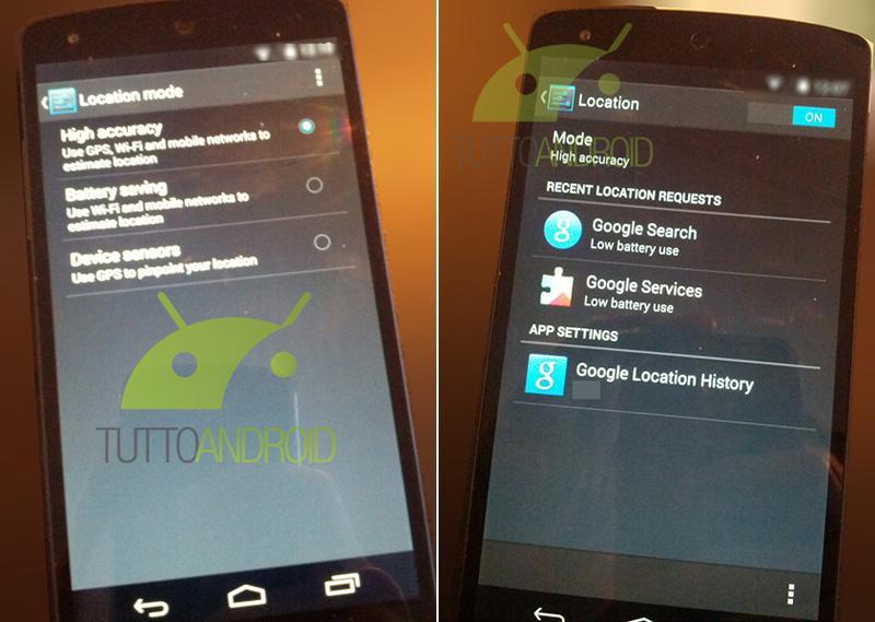 LG Nexus 5 Android 4.4 leak Location