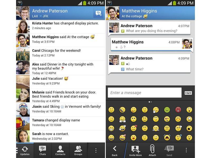 BBM for Android official screenshots