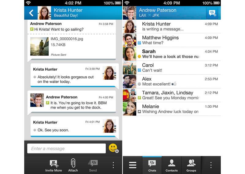 BBM for iPhone official screenshots