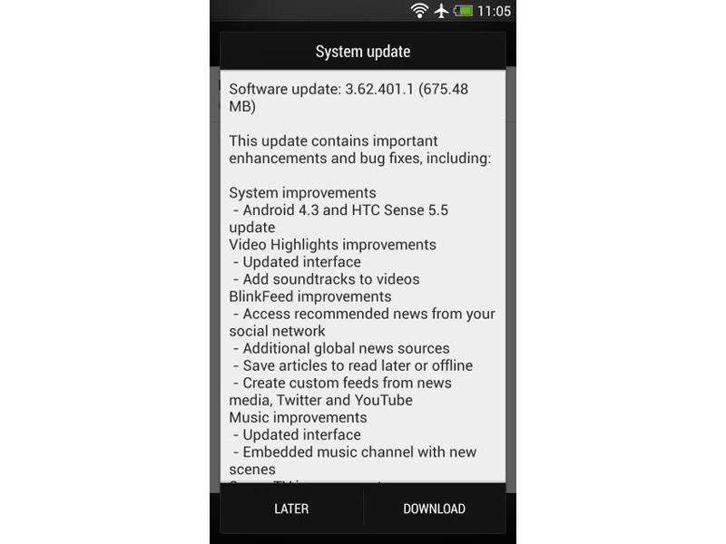 HTC One Android 4.3 Sense 5.5 update