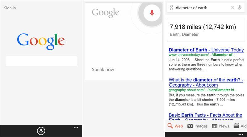 Google Search app for Windows Phone update