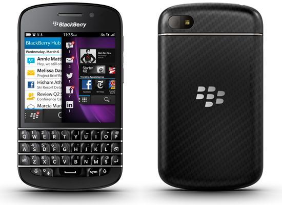 BlackBerry Q10 front, back
