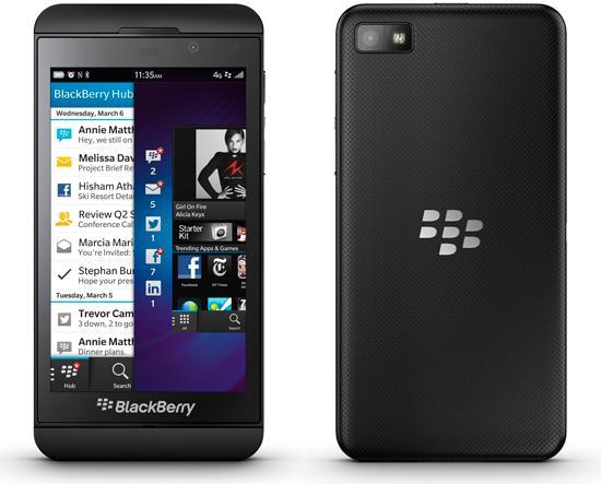 BlackBerry Z10 front, rear