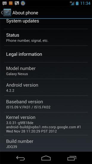 Verizon Galaxy Nexus Android 4.2.2 update