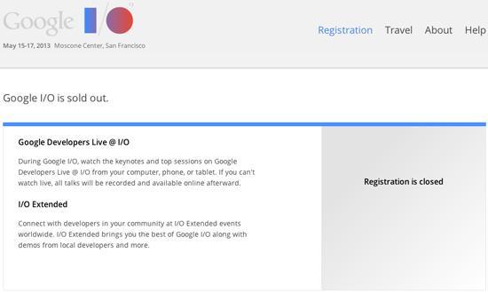 Google I/O 2013 sold out