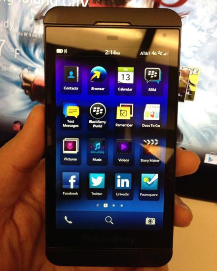 AT&T BlackBerry Z10 front