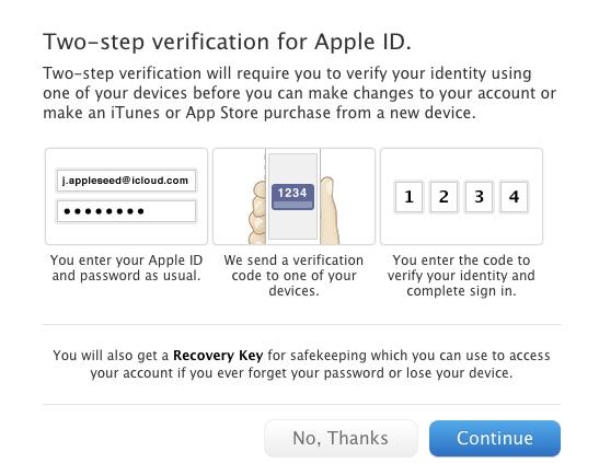 Apple two-step verification Apple ID