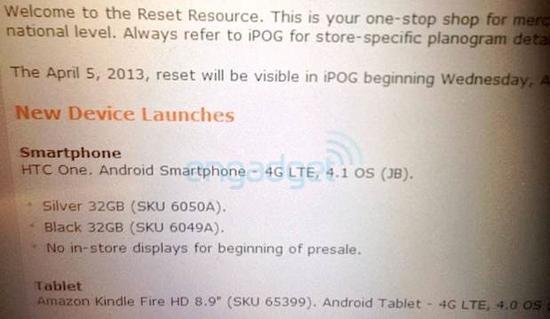 AT&T HTC One pre-order information leak