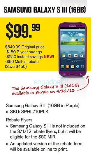 Purple Samsung Galaxy S III Sprint