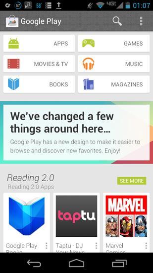 Redesigned Google Play Store app